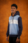 Navi With Blue Cut And Sew Hoodie