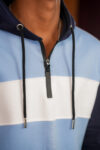 Navi With Blue Cut And Sew Hoodie
