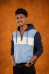 Navi With Blue Cut And Sew Hoodie