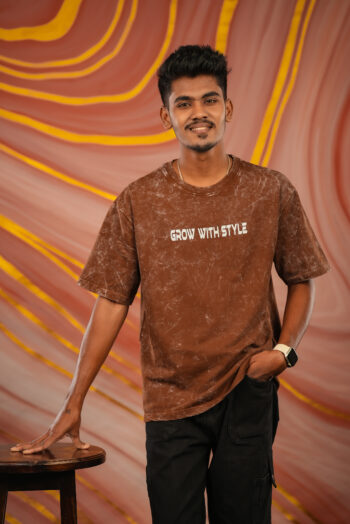Brown Optic Wash Oversized T-Shirt